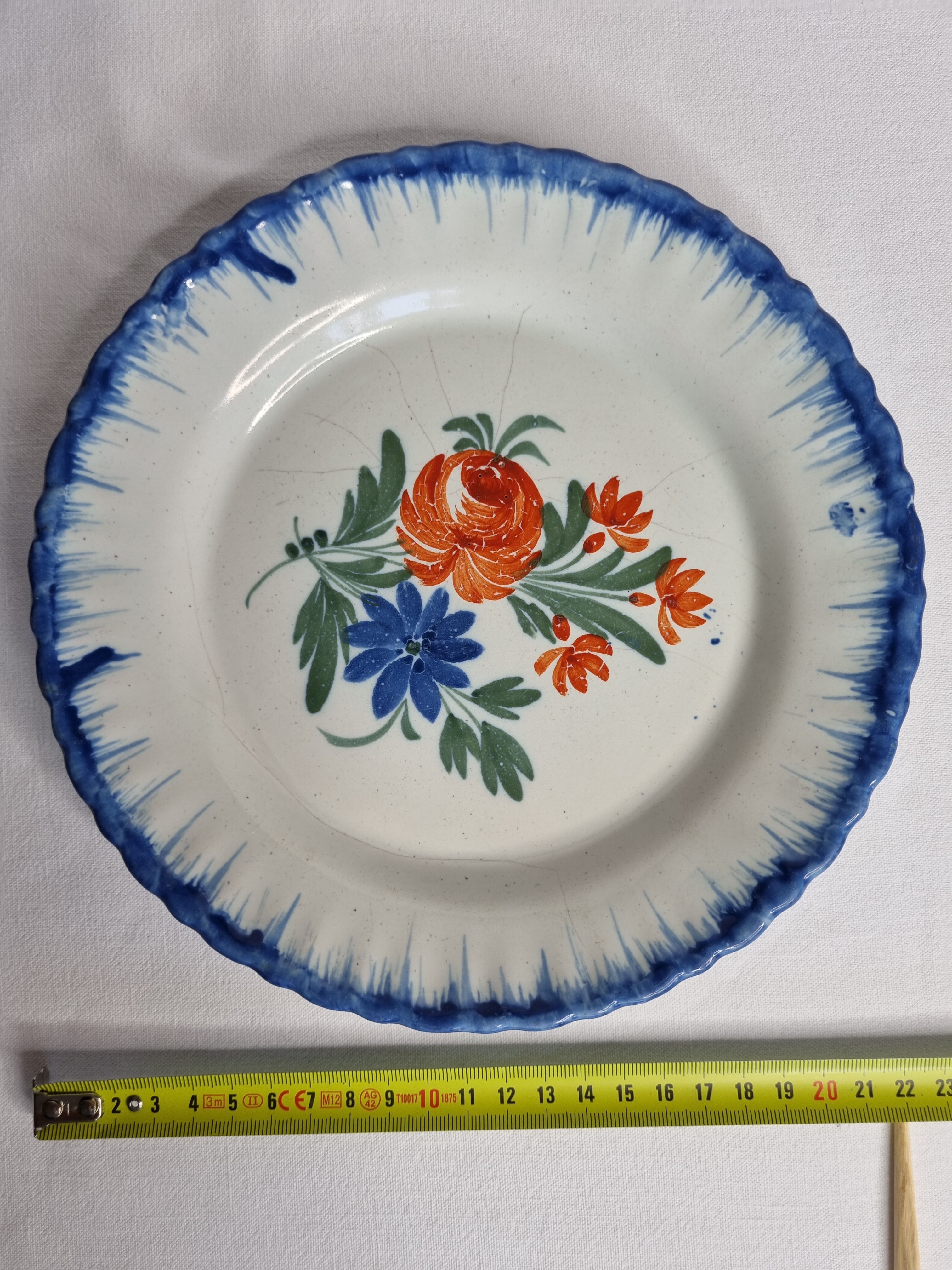 Ancient eastern earthenware plate, St. Clement, Lunéville, 19th