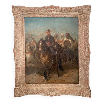 Eugene Delacroix, French Lieutenant on Horseback Leading a Bedouin Cavalry, 1830, Oil on Canvas