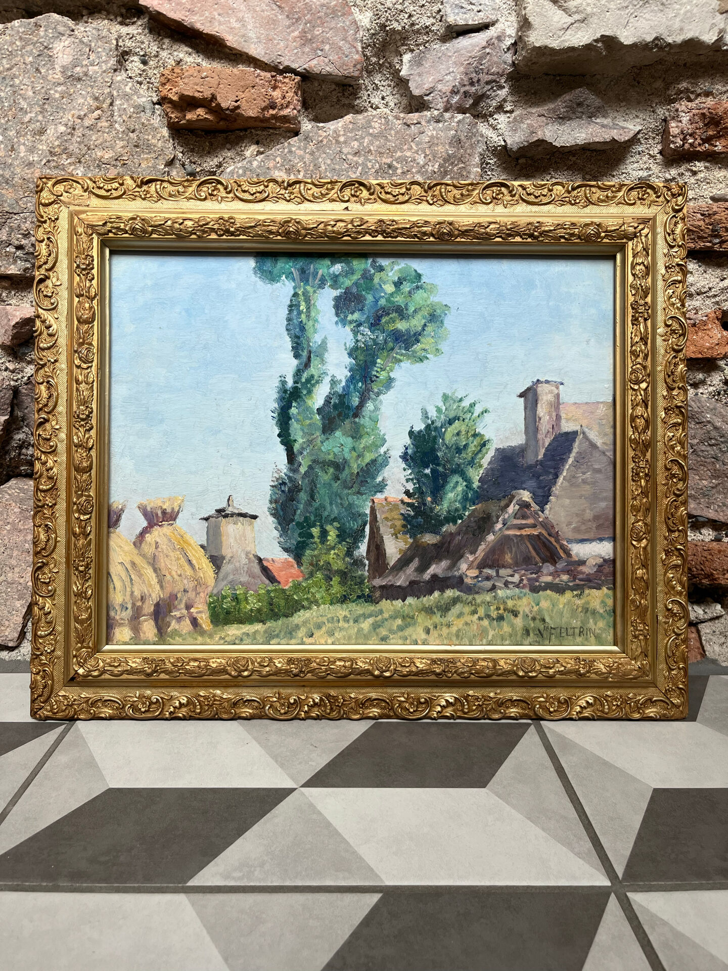 Tableau paysage campagne peinture à l’huile