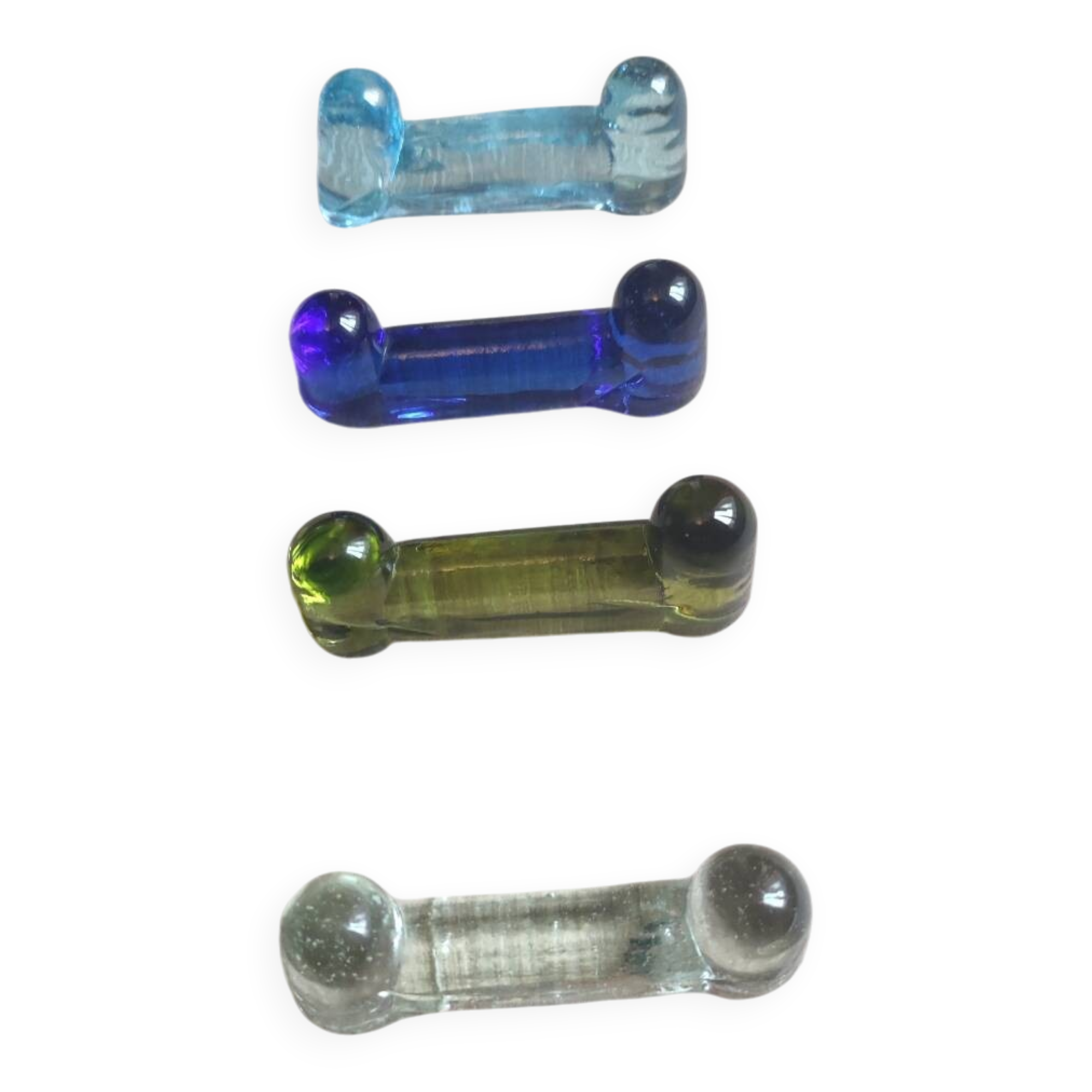 Lot of 4 green knife holders from Biot, peridot, 1970.