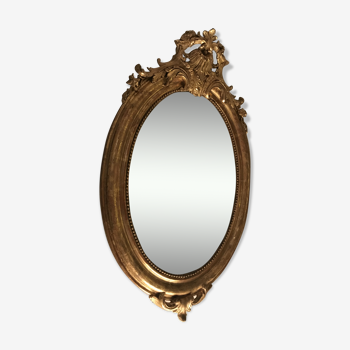 Miroir ovale Louis XVI feuille d’or