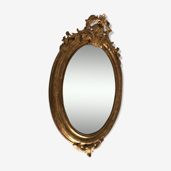 Oval mirror Louis XVI gold leaf