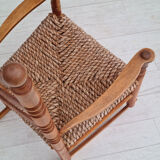 Rocking-chair, oak wood, natural fiber