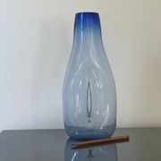 Beautiful Vintage Murano Modern Vase, Blue and Clear Glass, 1970's