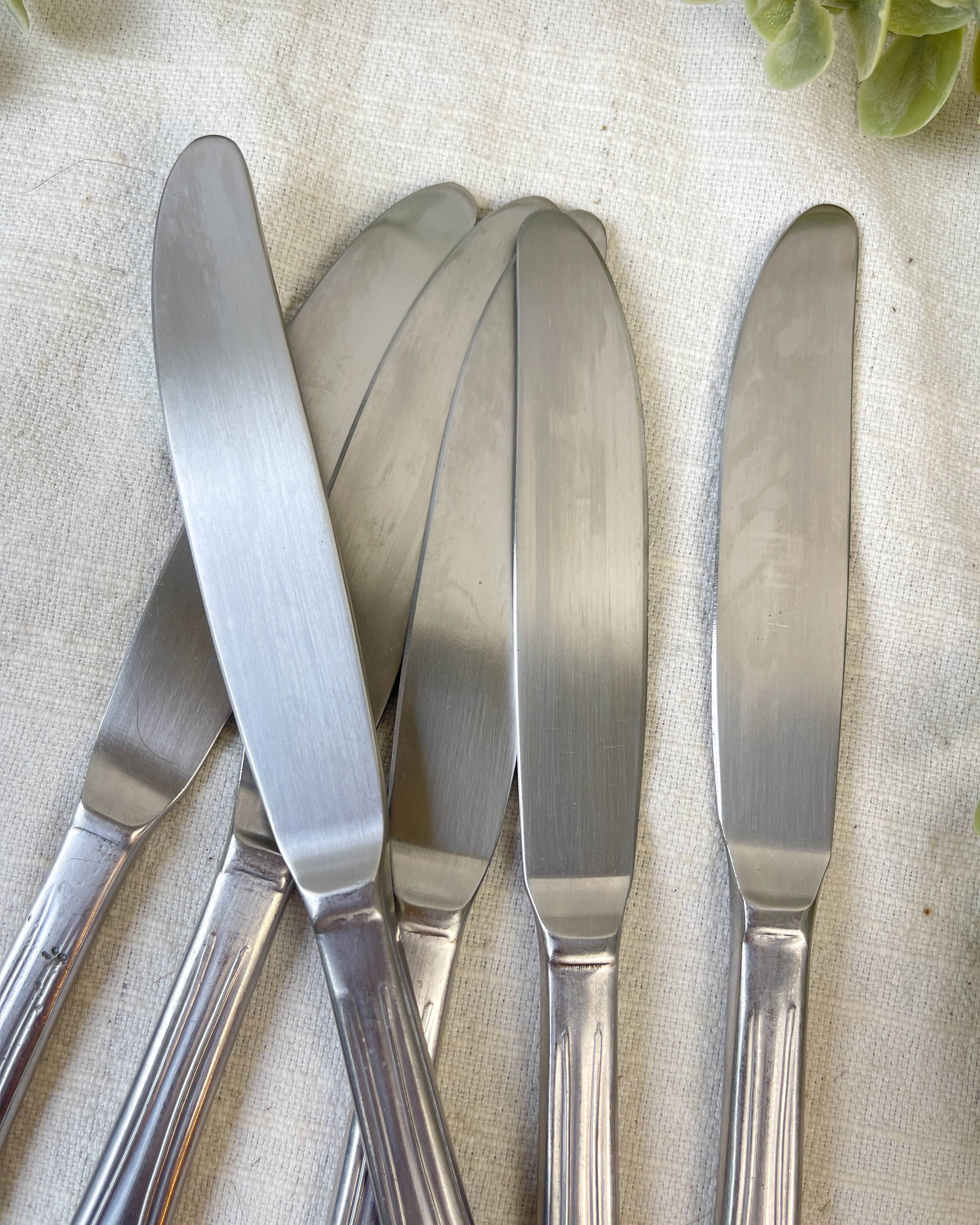 6 vintage stainless steel knives made in France