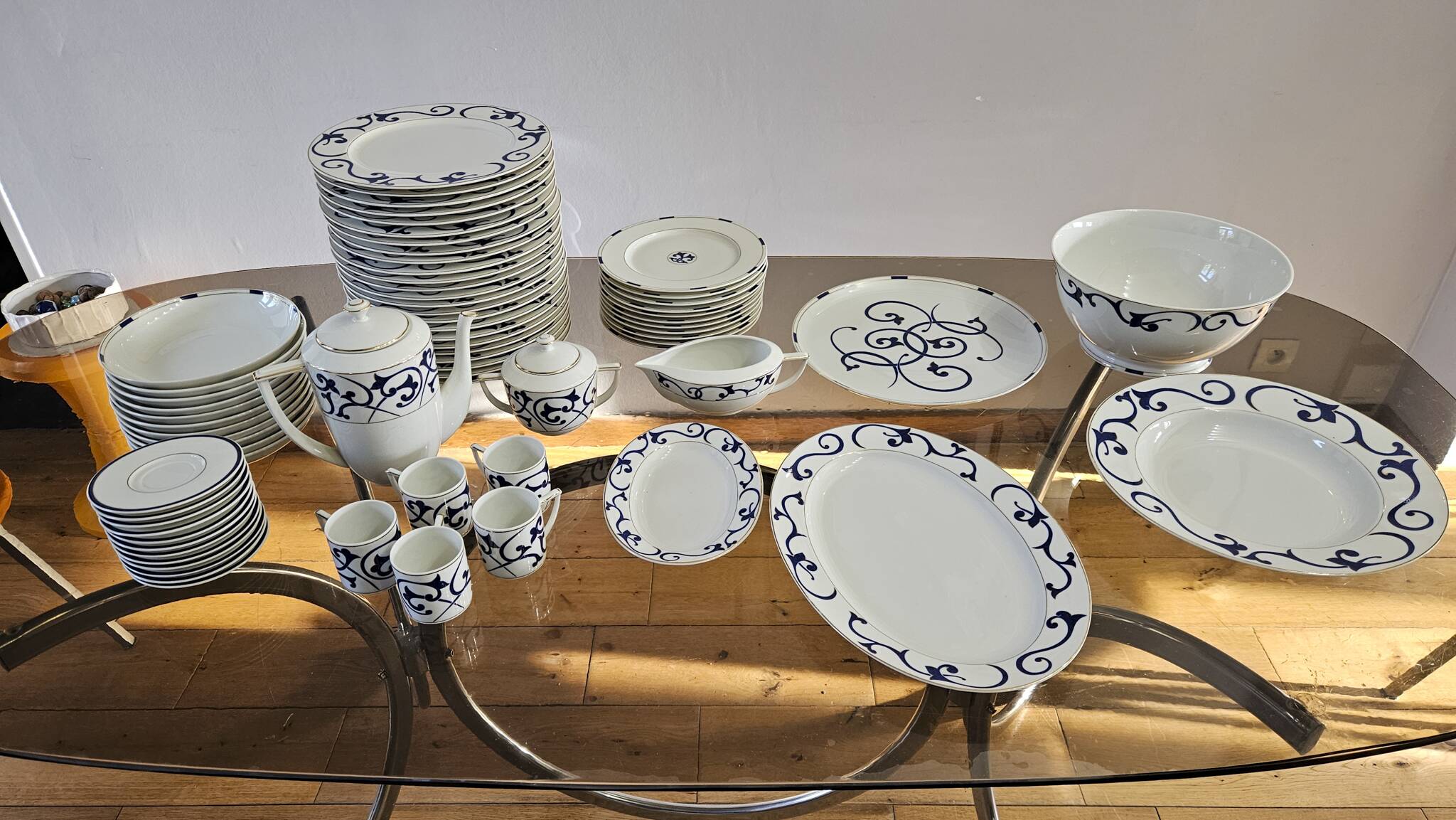 Limoges porcelain service Letang Remy, Odessa Pearl China collection.