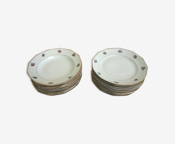 Set de 20 assiettes plates et creuses vintage CHR