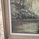 Oil painting on Isorel - River landscape Signed G Royer 86cm x 63cm