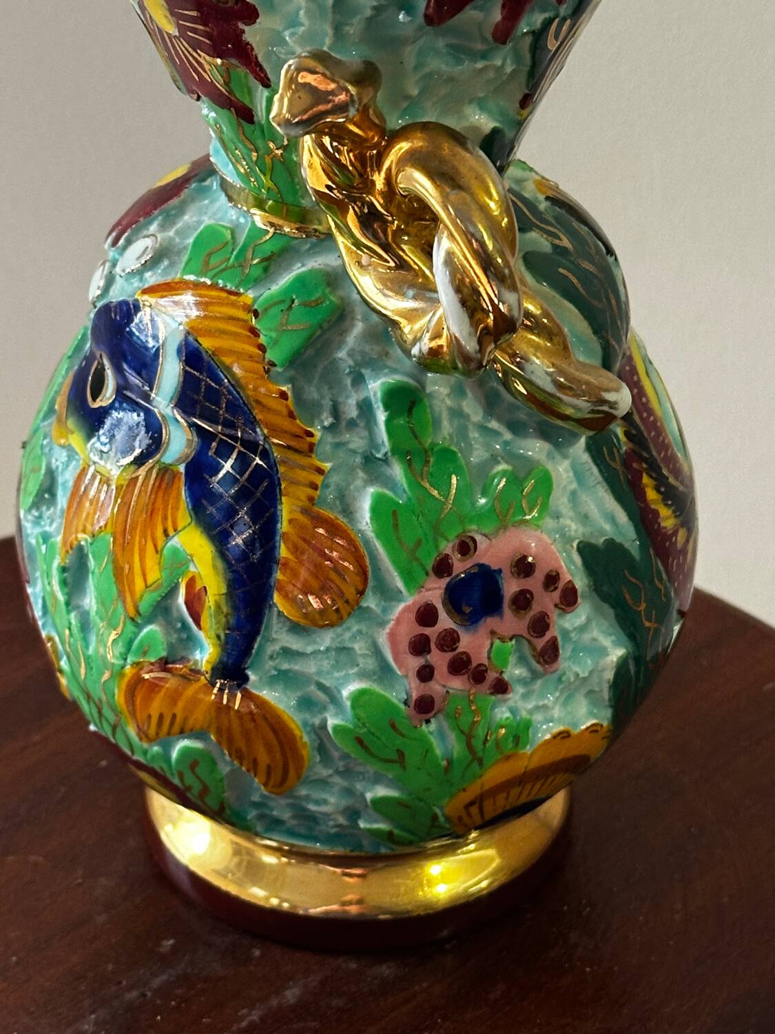 Cerdazur Monaco vase in ceramic with fish decoration