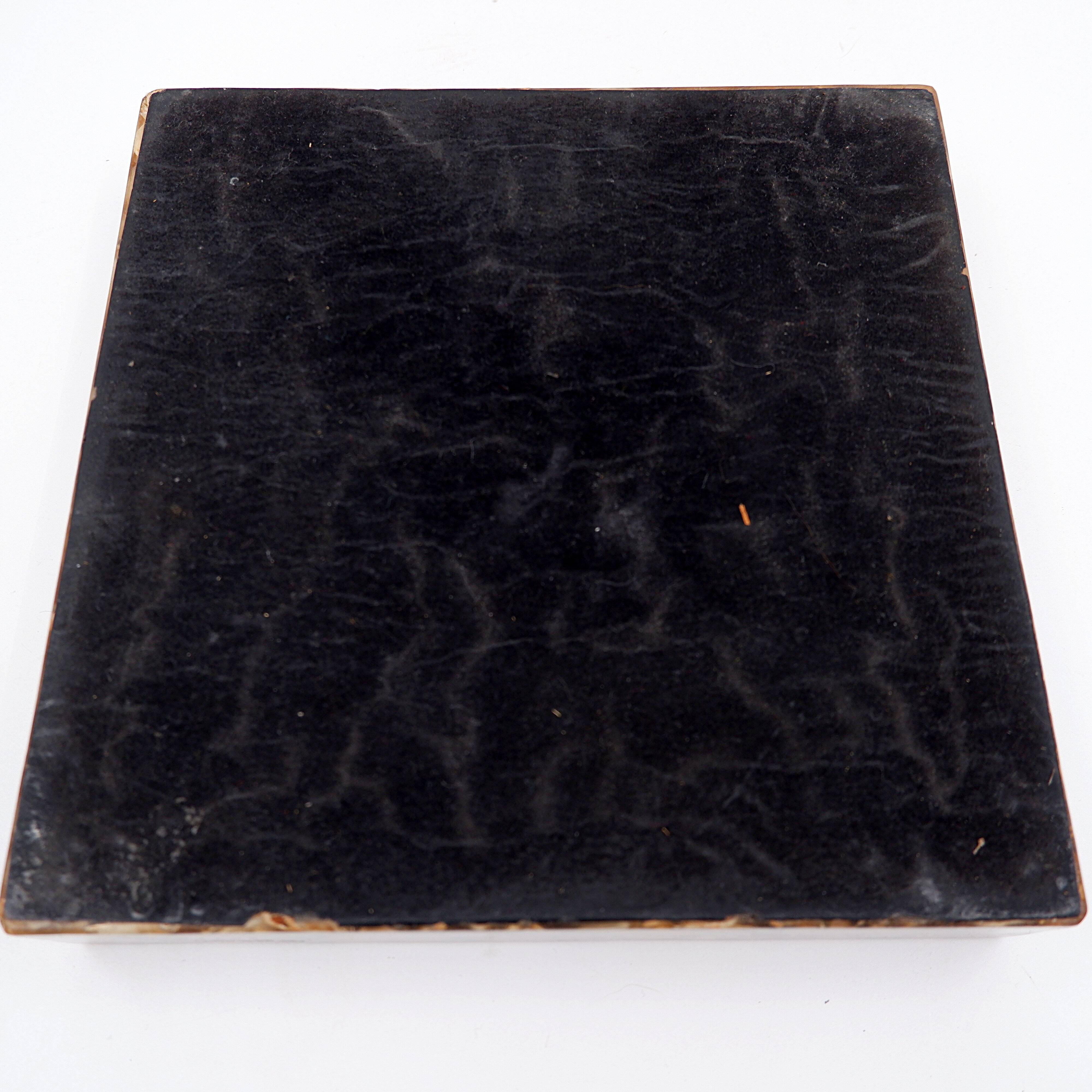 Large square brass and epoxy trinket tray with seed inclusions