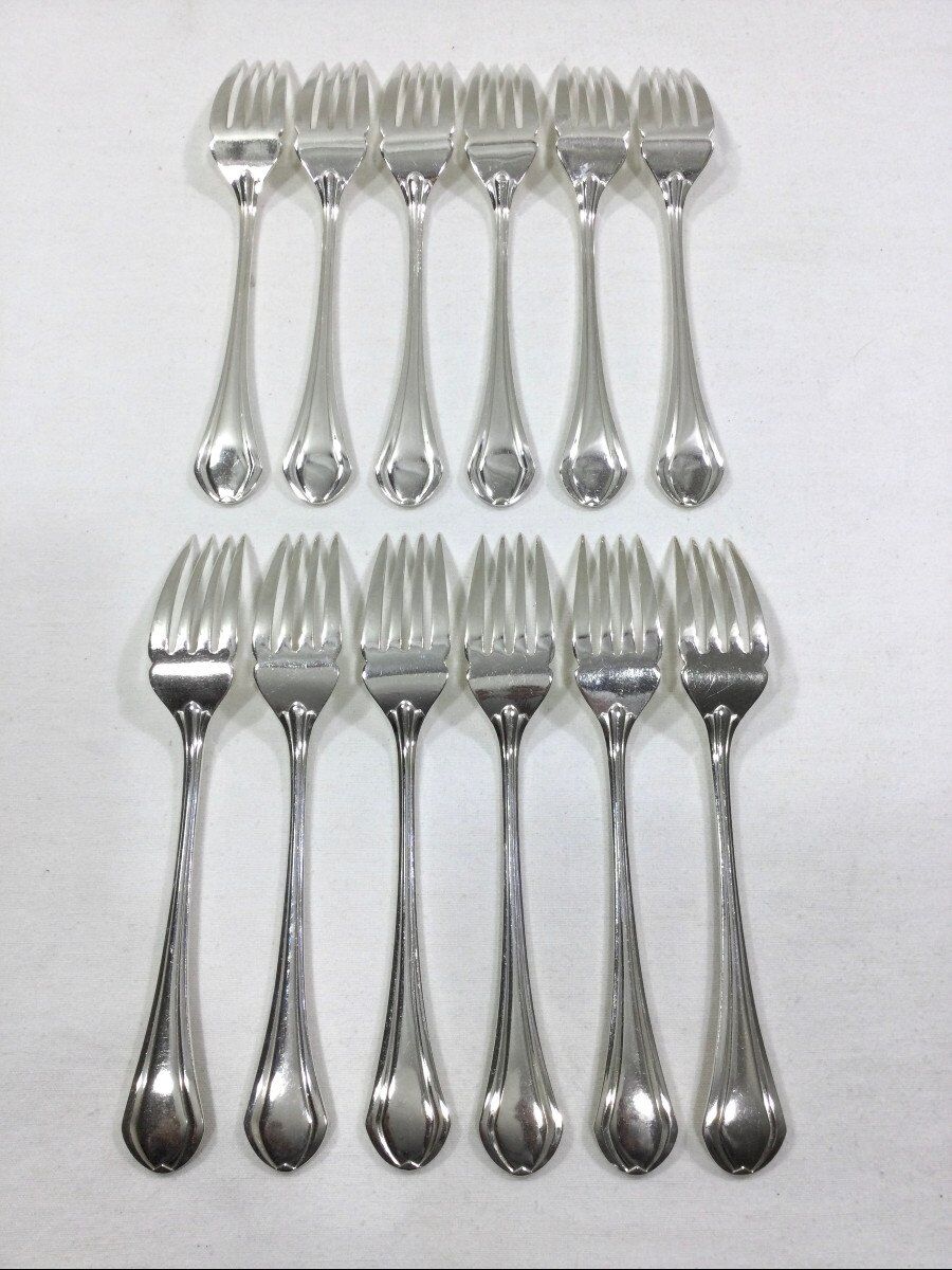 Christofle - 12 Springania Fish Forks