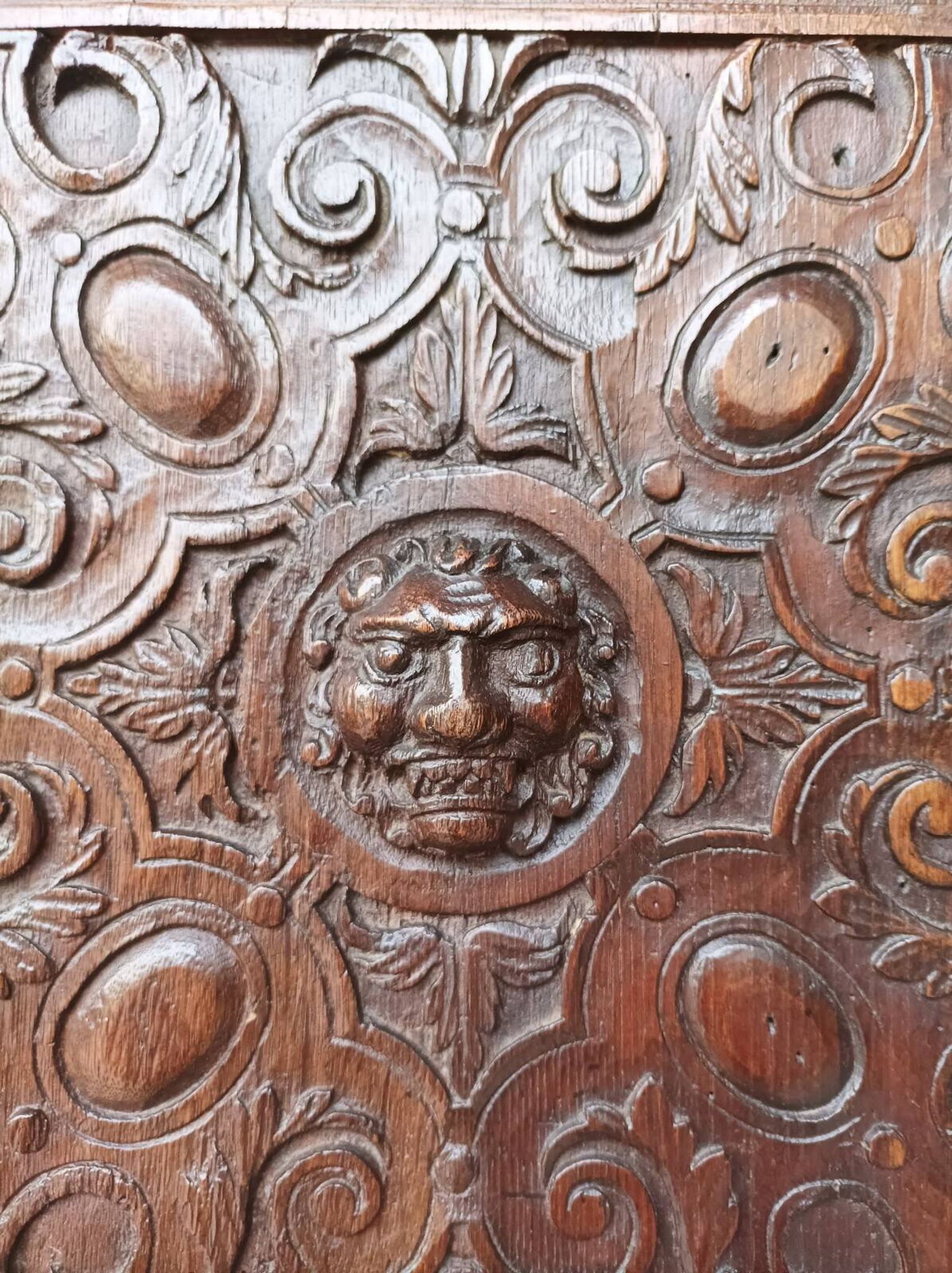 Renaissance oak carved buffet cabinet