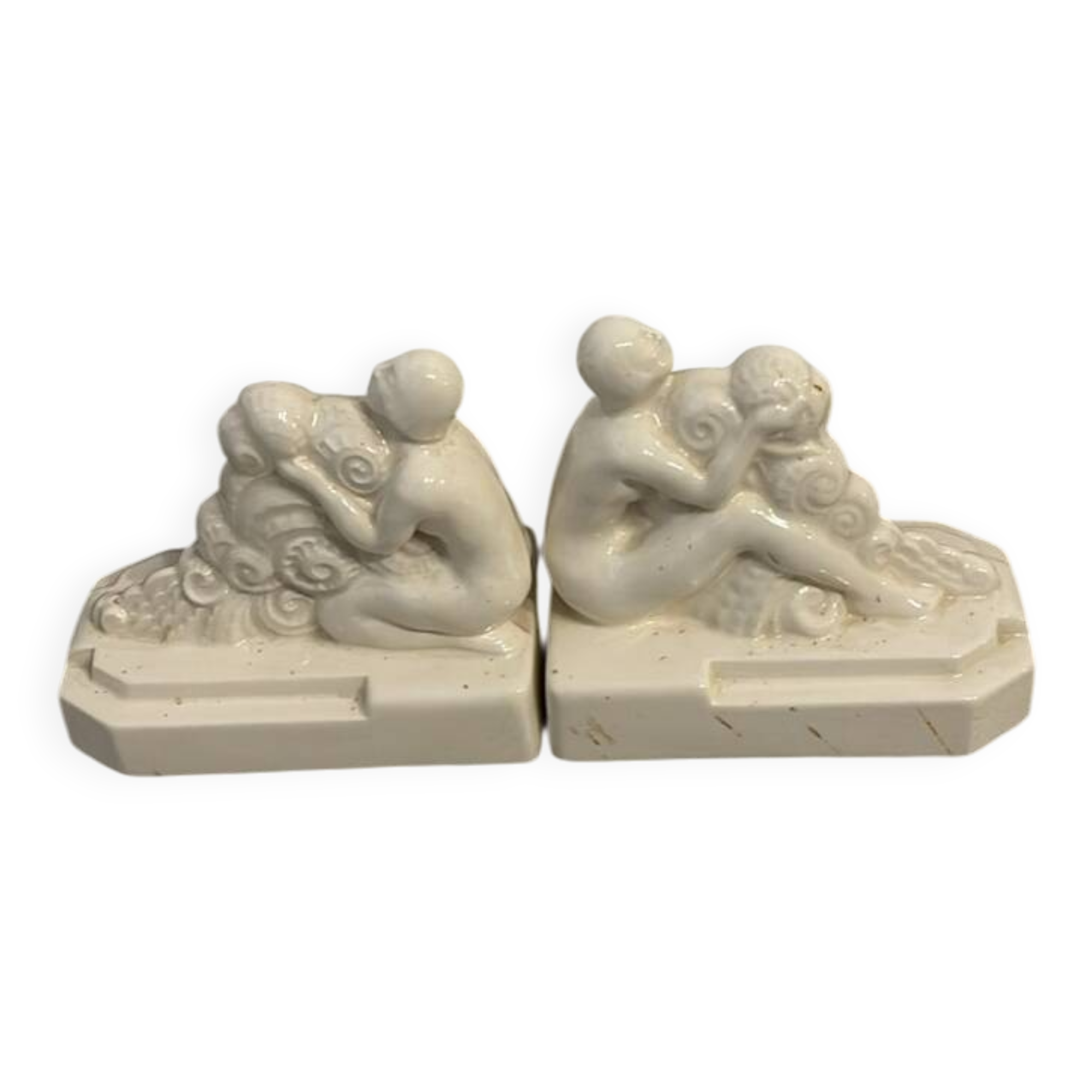 Paire de serre livres en faïence de Quimper