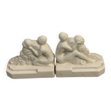 Paire de serre livres en faïence de Quimper