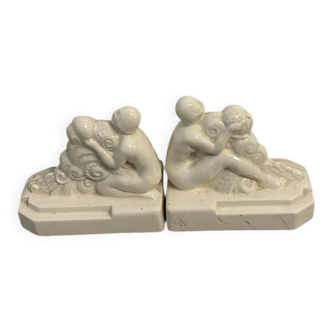 Pair of Quimper earthenware bookends