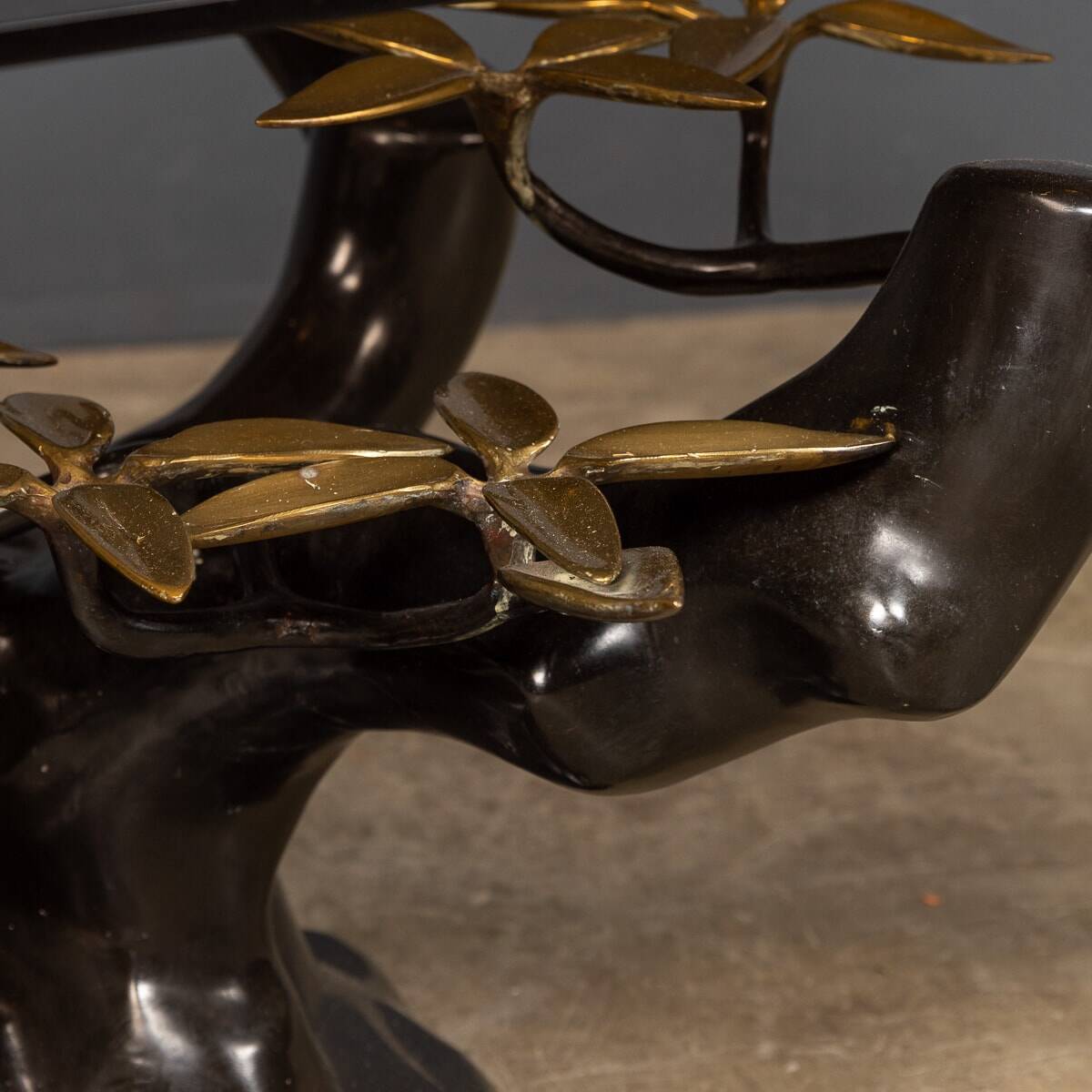 Striking mid 20thc belgian bonsai tree coffee table, willy daro c.1970