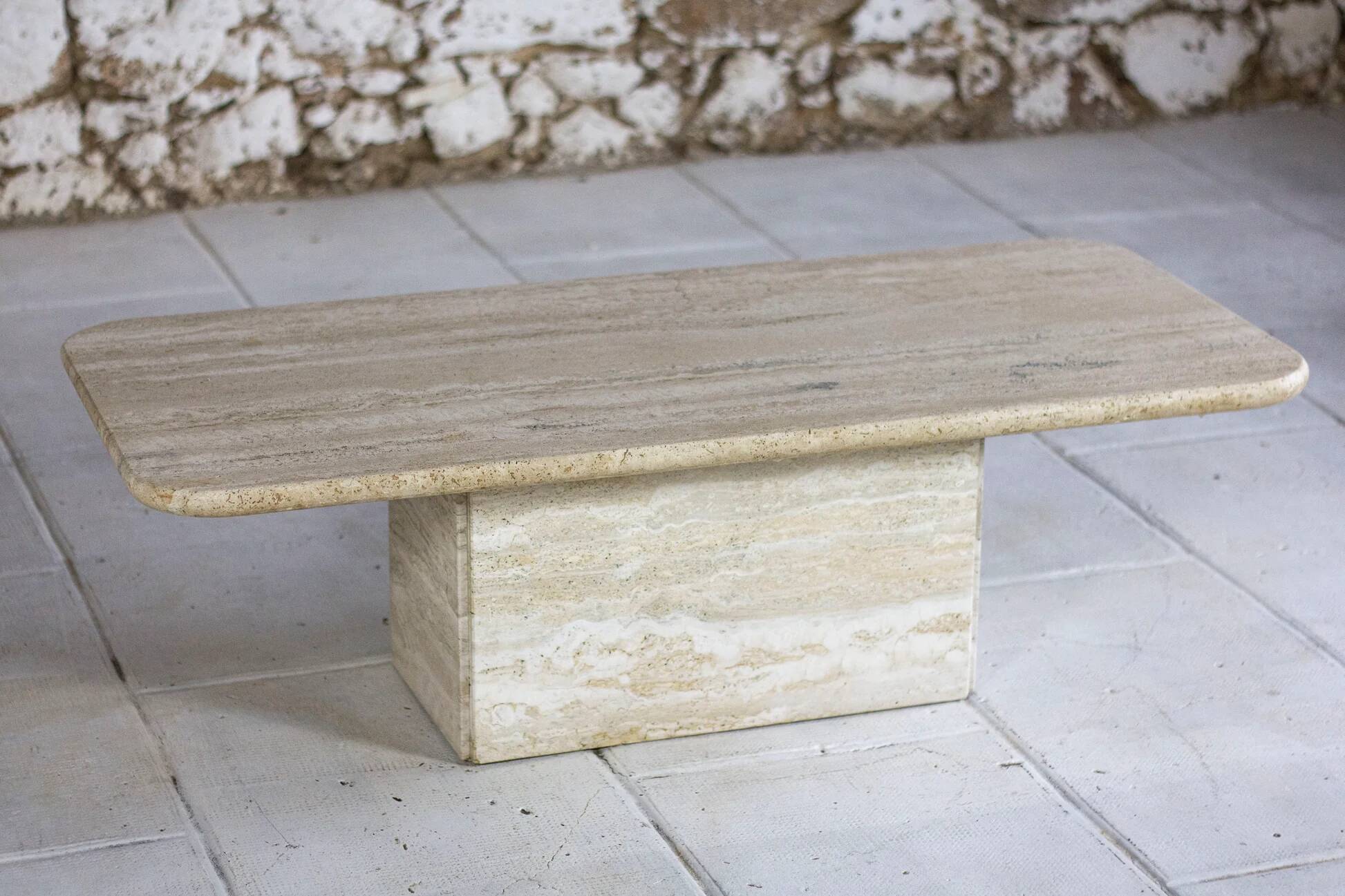 Italian travertine coffee table, 1980