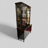 1950s black lacquered two-body display cabinet - bookcase
