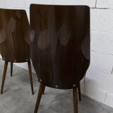 Suite de 6 chaises Baumann modèle 840 G2S finition acajou verni, 1963