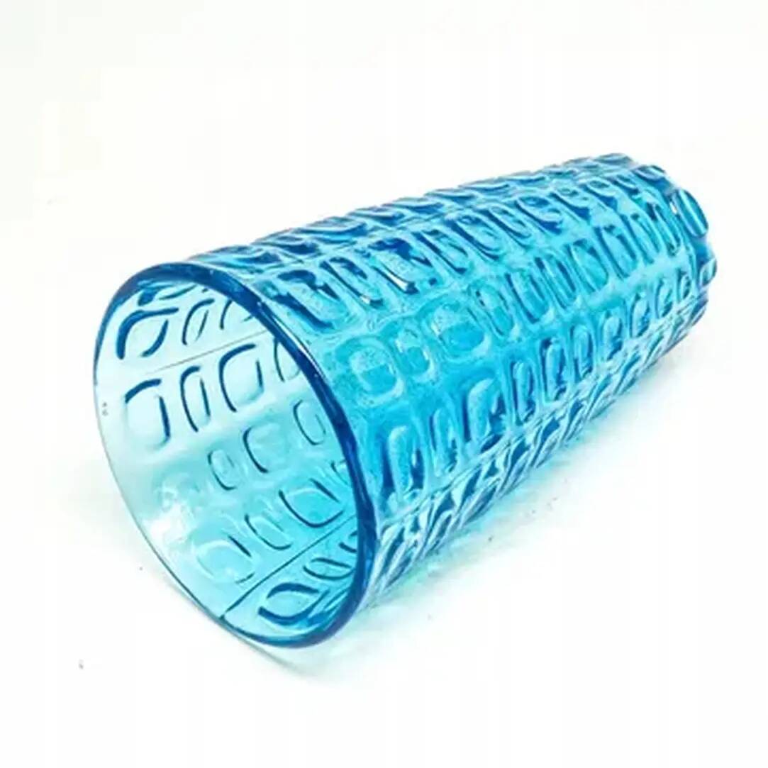 Volcano vase, modernism, turquoise glass, Ząbkowice, Poland, 1970s
