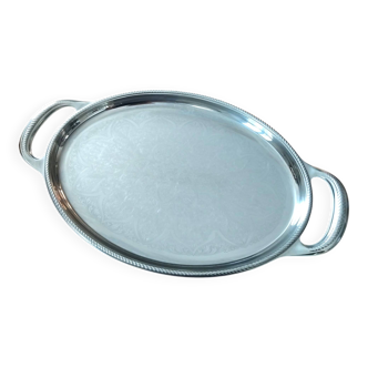 Alessi vintage serving tray – silver-toned metal with ornate floral engravi
