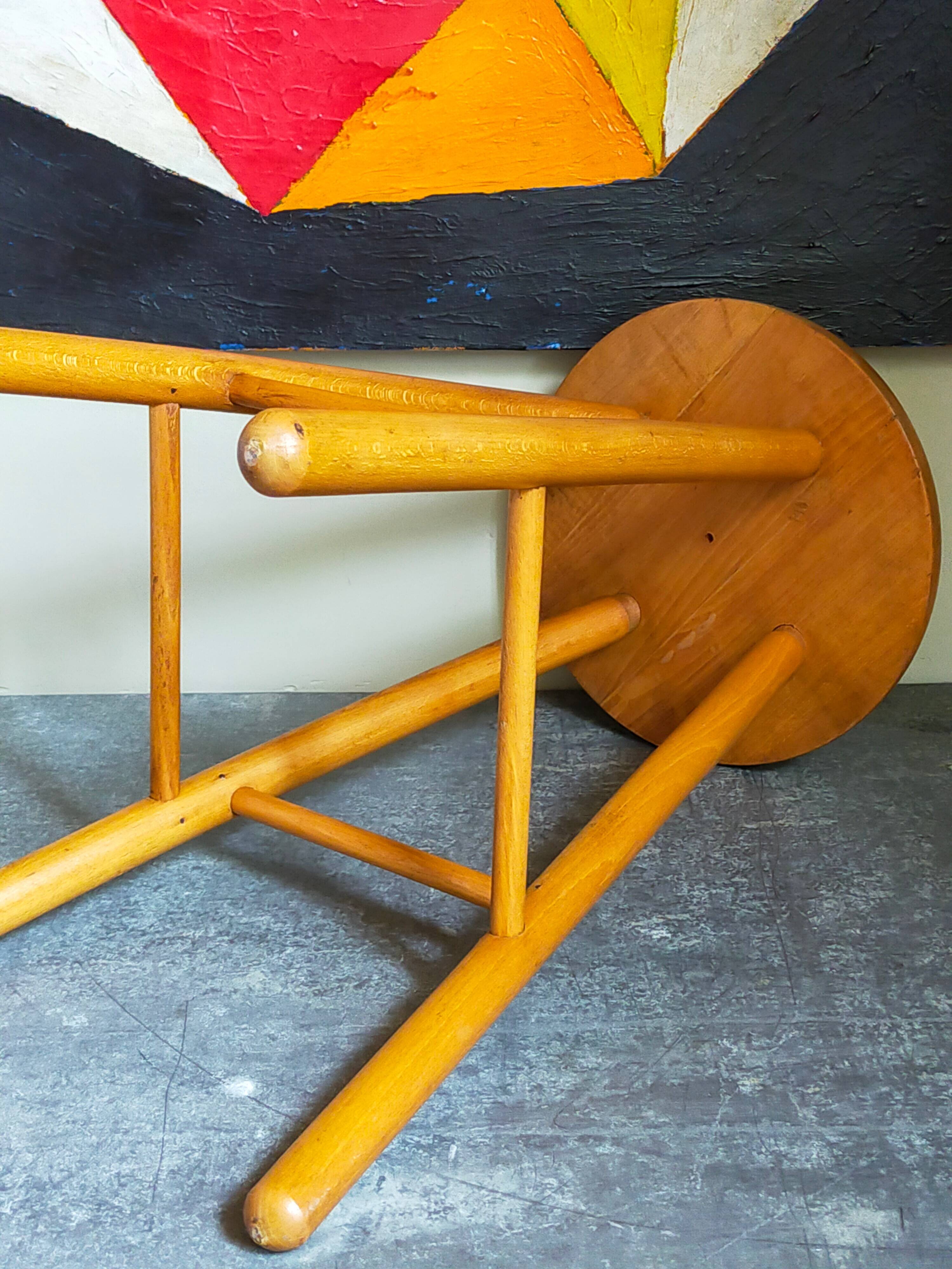 Vintage blond wooden stool