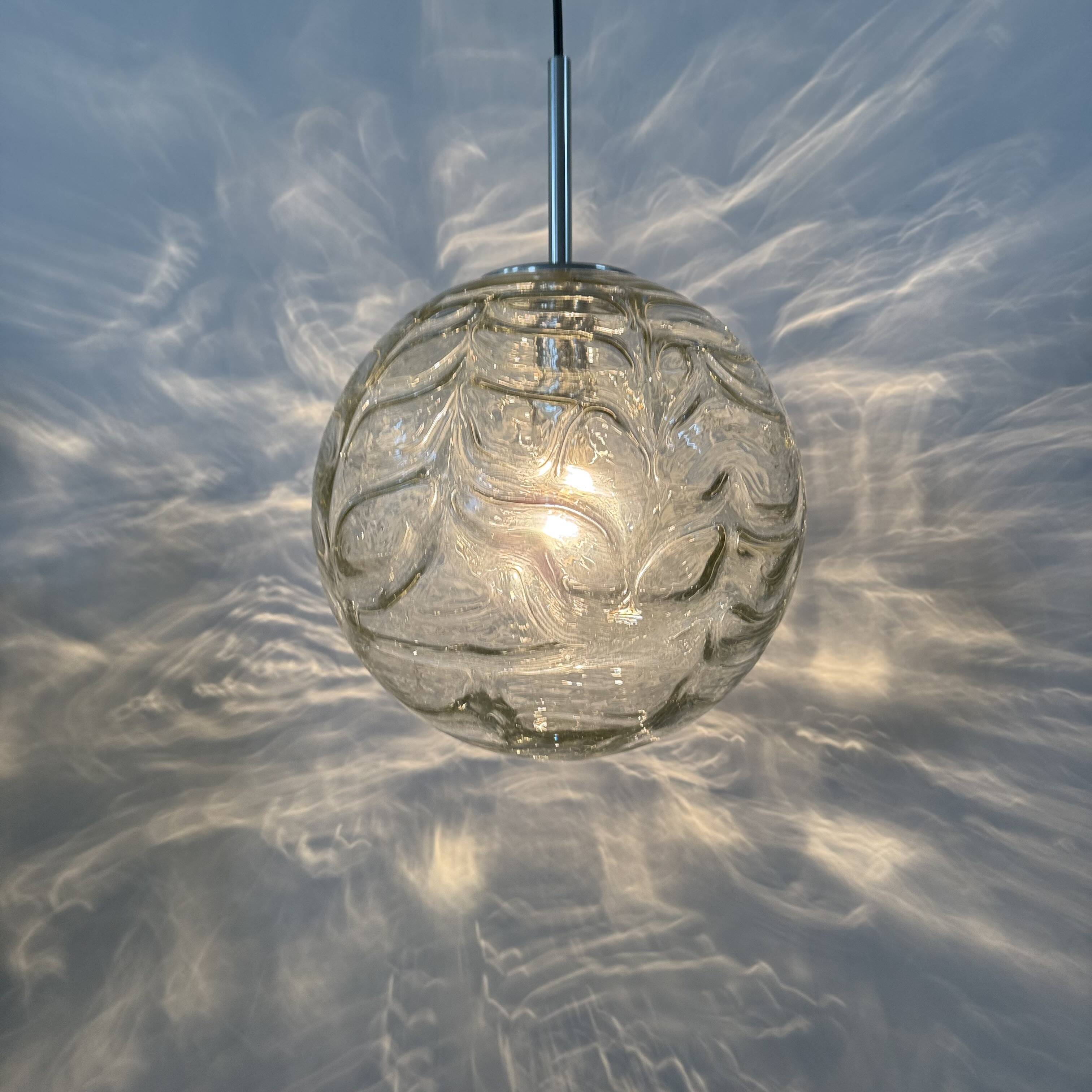 Doria leuchten glass hanging lamp , 1970s