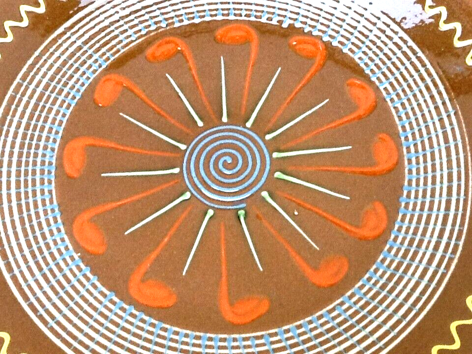 Puigdemont dish Enamelled polychrome terracotta with decoration spirals 1960s