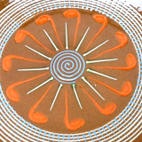 Puigdemont dish Enamelled polychrome terracotta with decoration spirals 1960s