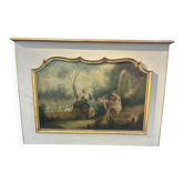 Ancien Trumeau de Cheminée Style Louis XV - Scène Galante / Pastorale à la