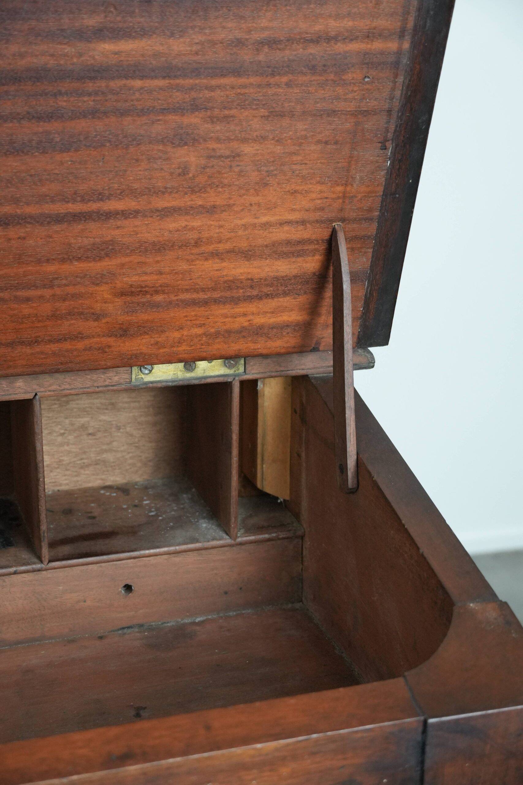 19th century English antique oak wall desk/writing table on wheels