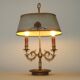 Lampe bouillotte à 2 lumières en laiton de l'Empire français, design floral peint à la main