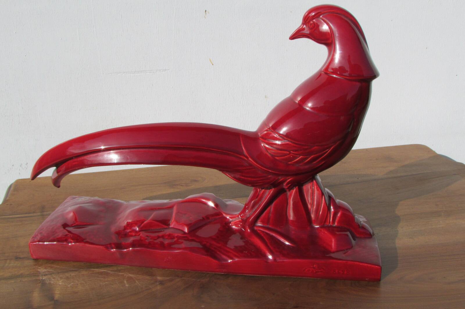 Figurine: the pheasant Ch.Lemanceau, burgundy ceramic, 1930s