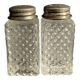 Salière et poivrières en verre pointe de diamant des années 60