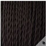 Turned wooden lamp, 2M fabric cable, cotton shade.