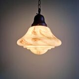 Art Deco suspension in marbled opaline, Scailmont (Belgium), 1920-30