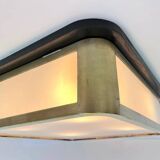 Grand plafonnier ou applique murale de style Bauhaus, en laiton et verre, taille XXL, années 1940