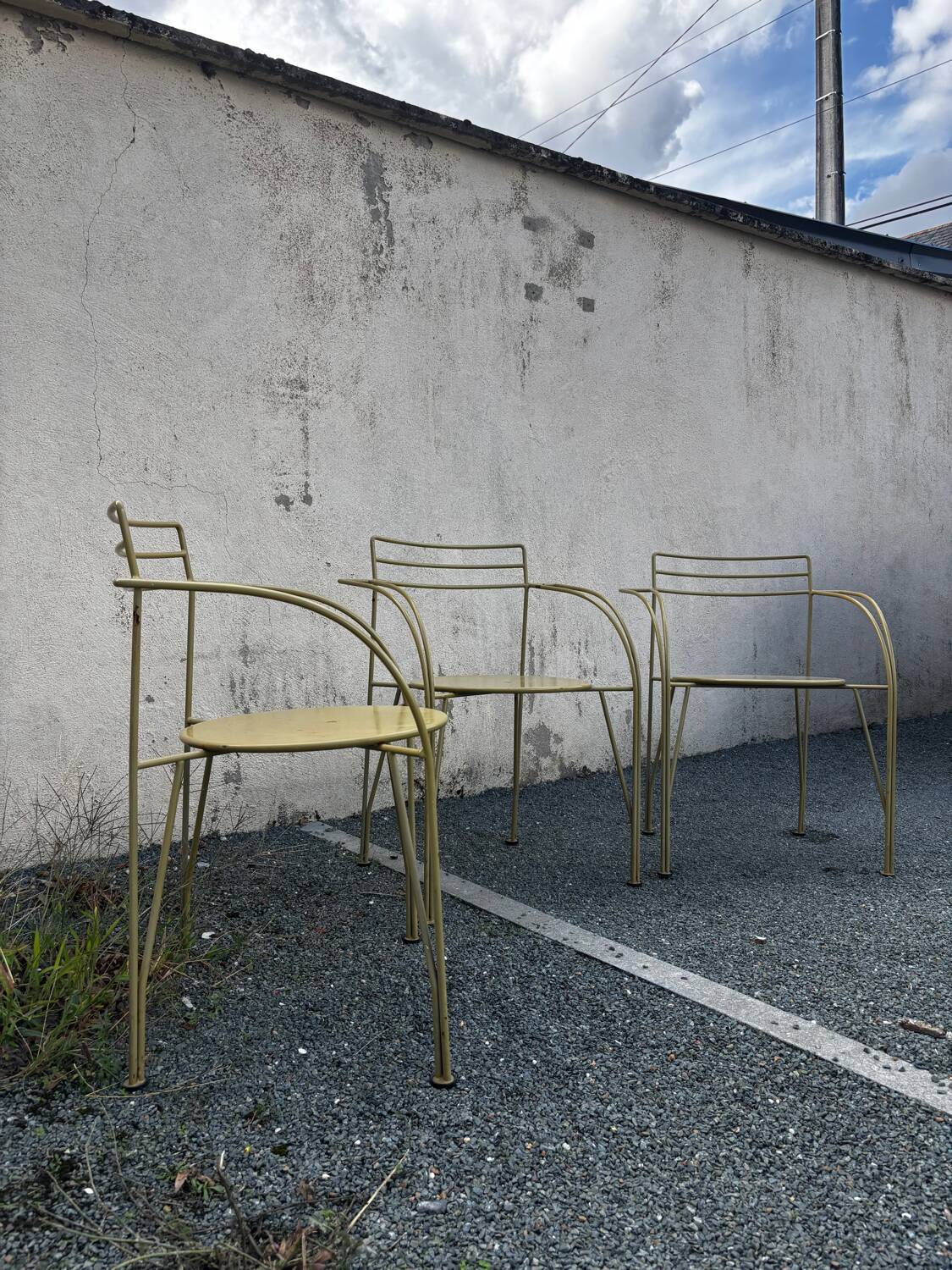 3 "Silver Moon" chairs by Pascal Mourgue for Fermob, 1985