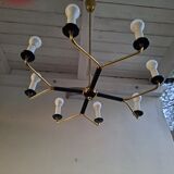 Mid century Italian Brass Chandelier (Attributed to Stilnovo) with 8 Arms Italy.