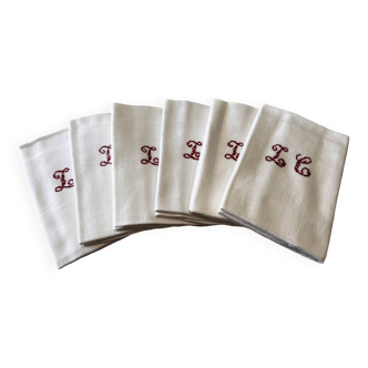 Lot de 6 serviettes de table anciennes