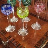 Six glasses with liqueur, crystal Saint Louis, model Riesling