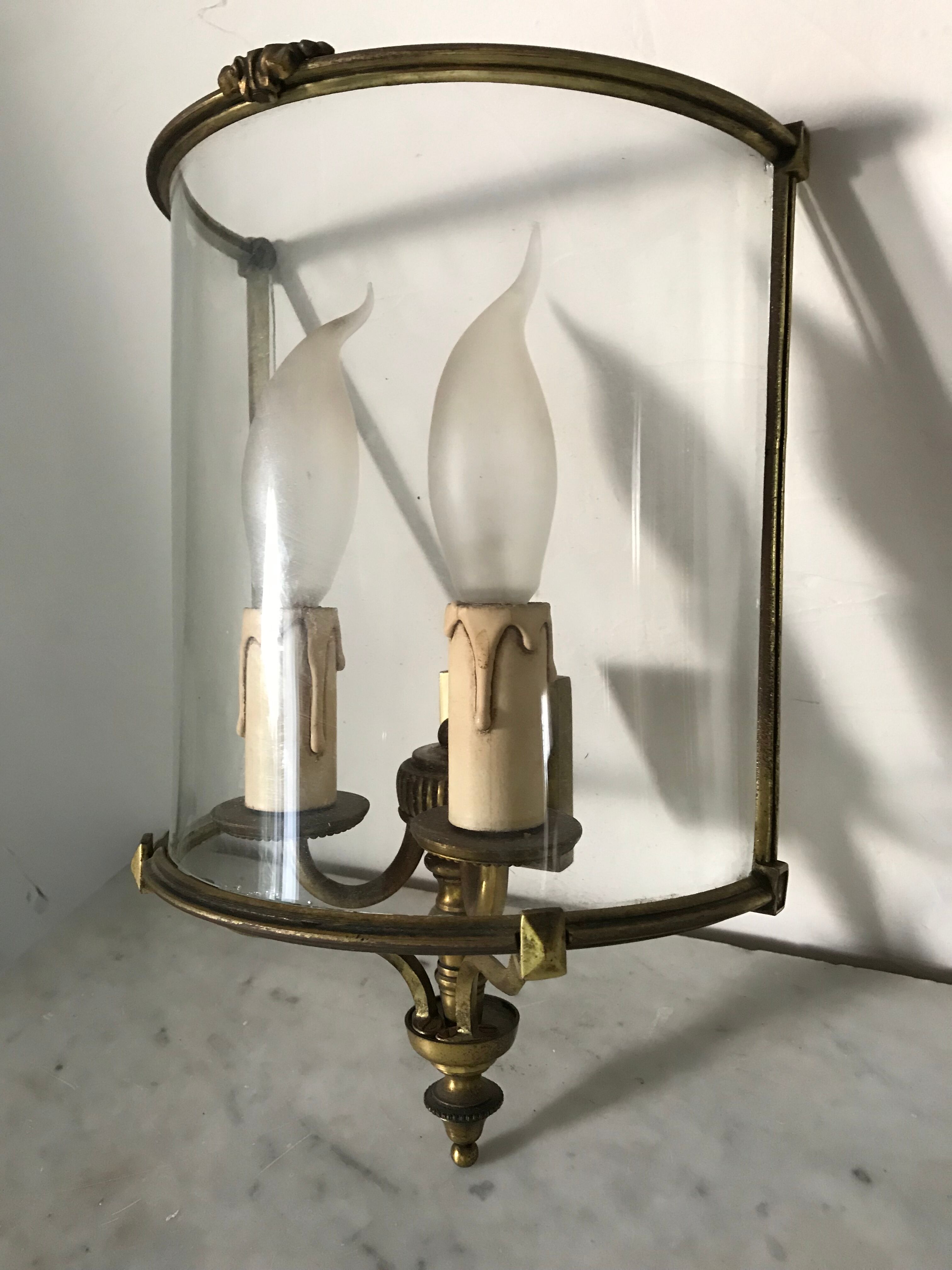 Pair of brass wall lights
