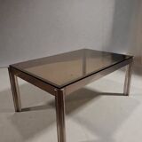 Aluminium coffee table with smoked glass by Georges Ciancimino, 1970.