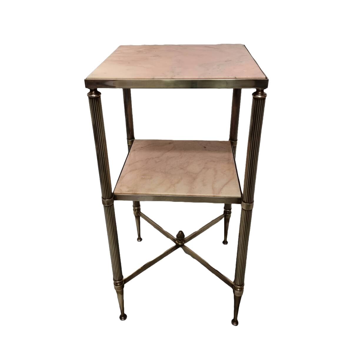 Vintage Brass With Marble Side Table 1950s
