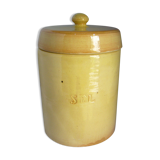 Salt pot in beige-painted earthen
