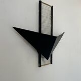 Vintage postmodernist wall lamp, metal and glass, France 1980