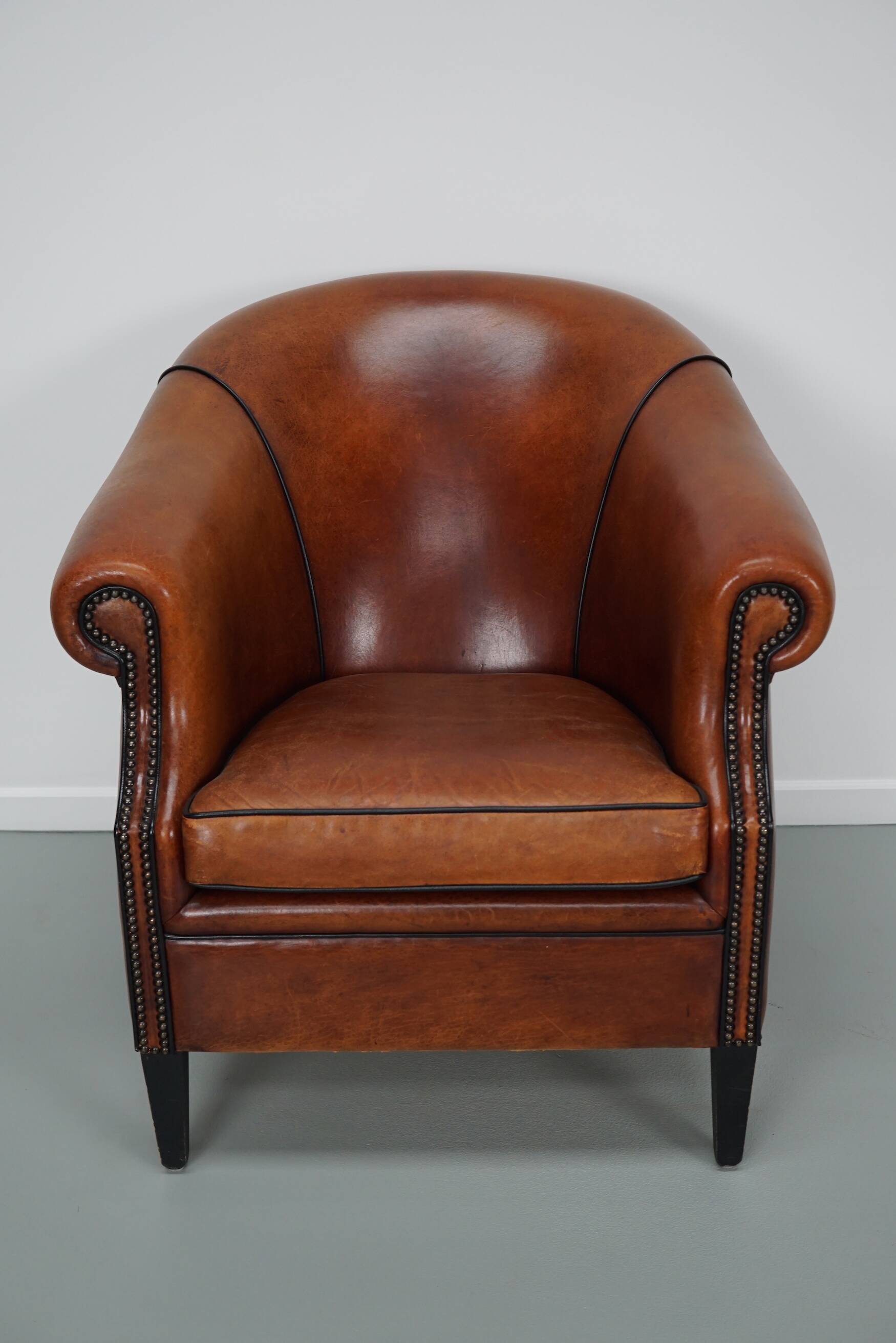 Vintage Dutch Cognac Colored Leather Club Chair