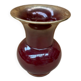 Antique bordeaux red & gold ceramic vase germany vintage