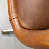 Mid-century brown leatherette swivel chair from Stol