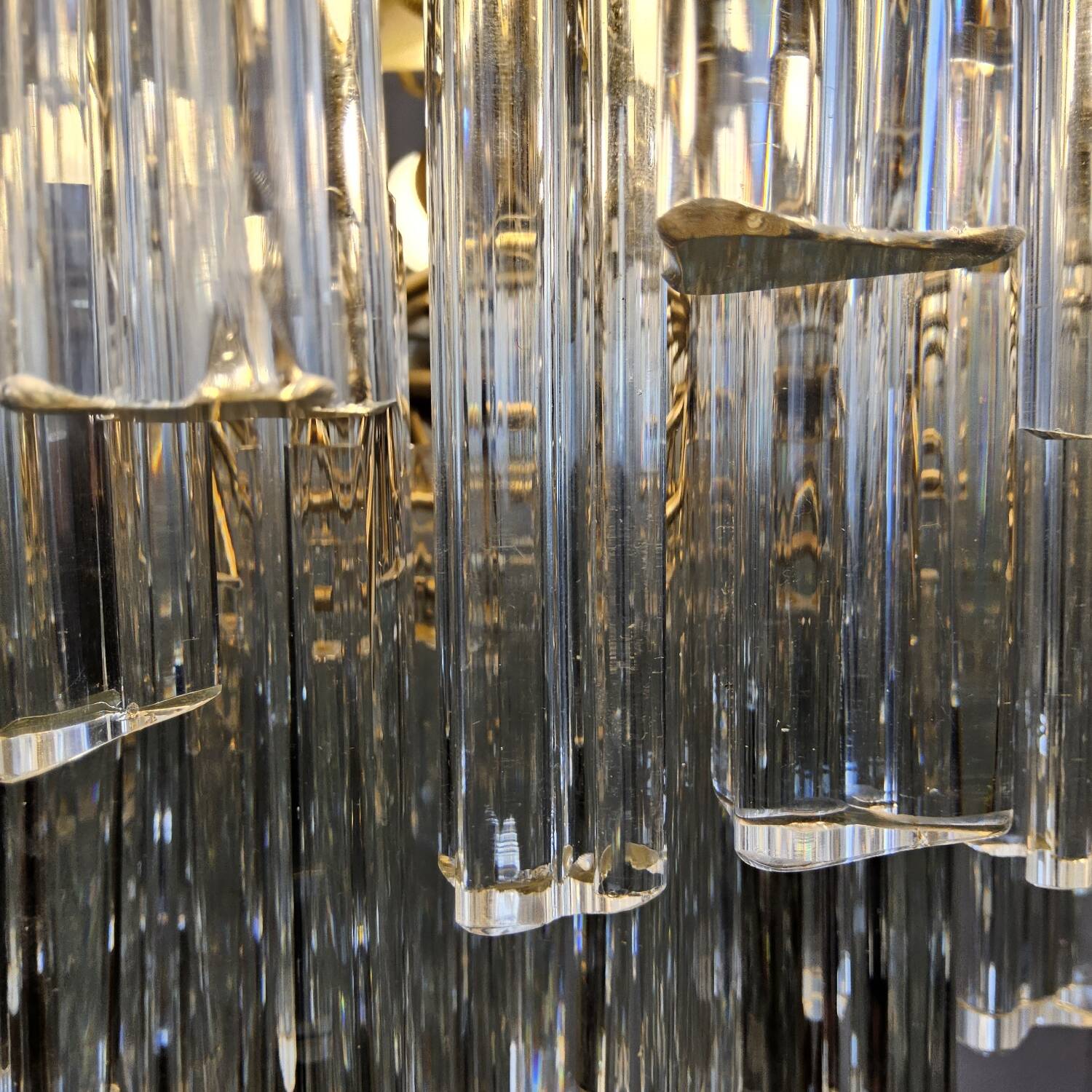 Vintage Italian crystal chandelier Venini Triedi Murano (1960s)